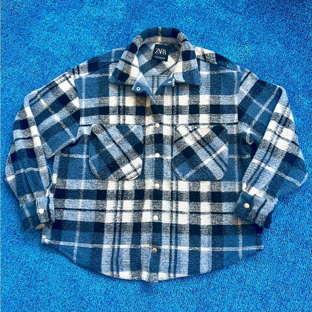 Zara Women’s Blue Flannel Jacket 
Women’s Size XS